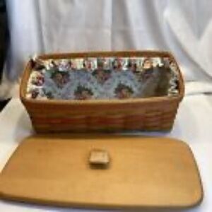 Longaberger Bread / Fruit Rectangle Baskets With Plastic And Cloth Liner W/lid